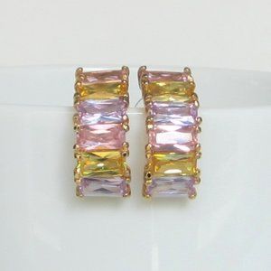 Vintage Gold-Tone & Multicolor Crystal Earrings